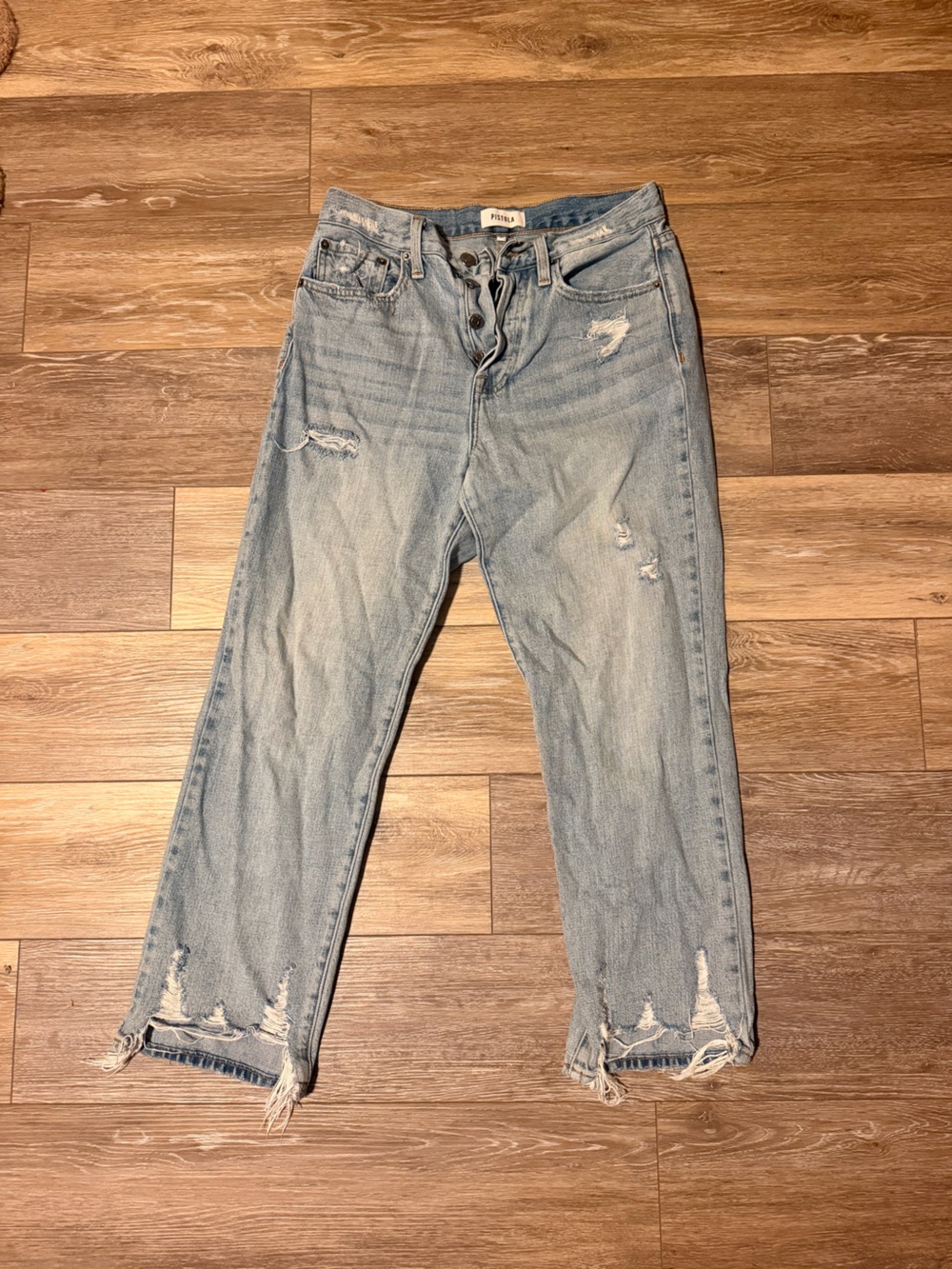 pistola Light Wash Straight-Leg Distressed Jeans